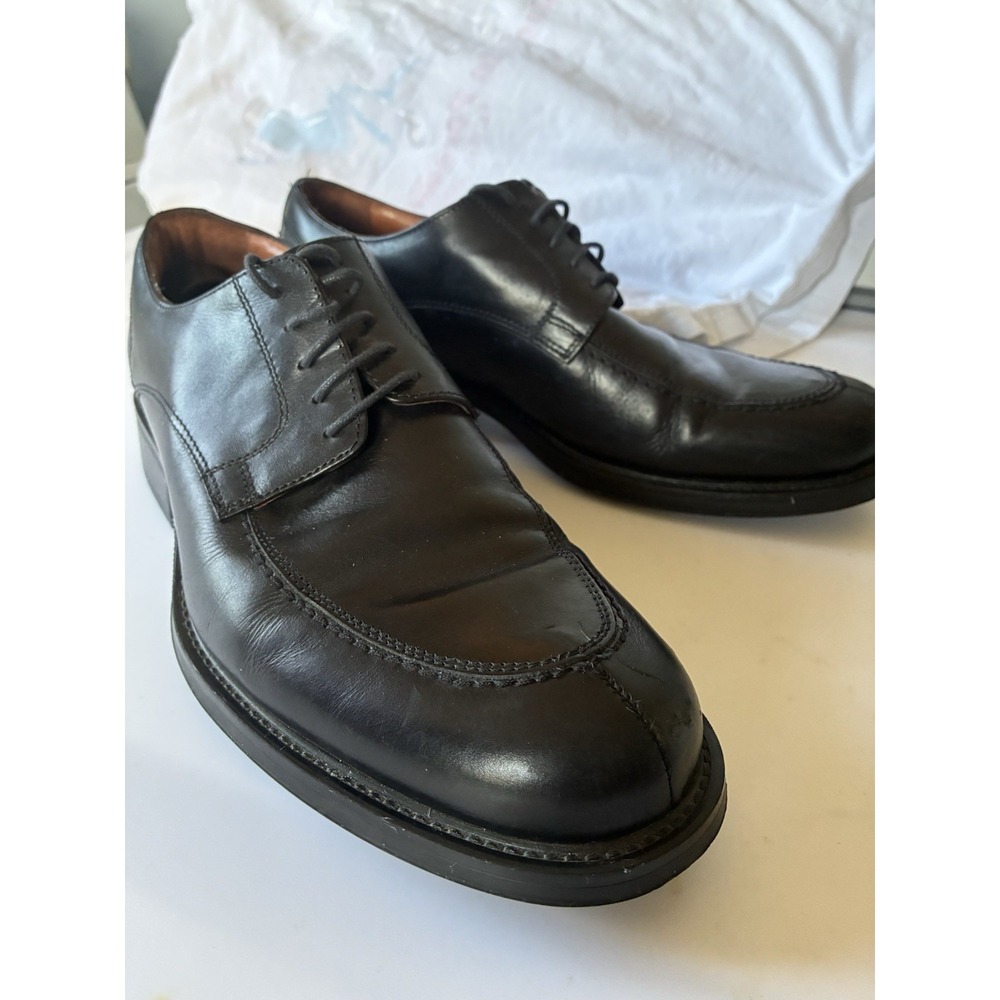 Johnston & Murphy-Men's Black Lace Up Leather Oxfords Shoes 8.5M Made in Italy